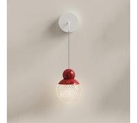 Applique da Parete Moderna a LED, Stile Crema, da da Comodino con Paralume in Acrilico, Applique da Parete in Metallo Rosso da 5 W per cameretta dei Ni, Elegante Applique da Parete in Filo