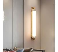 Applique da parete moderna a tubo lungo, lampada da bagno dorata su specchio con paralume in acrilico satinato, lampada da parete Wabi Sabi per porta d'ingresso, oro antico, camera da letto, soggiorno