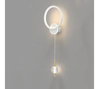 Applique da Parete Moderna ad Anello, Lampada da Parete a LED Circolare con Pendente in Cristallo, Lampada a Sospensione con Finitura Nera, Luce Decorativa per Interni a Luce Calda, Elegante