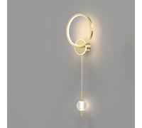 Applique da Parete Moderna ad Anello, Lampada da Parete a LED Circolare con Pendente in Cristallo, Lampada a Sospensione con Finitura Nera, Luce Decorativa per Interni a Luce Calda, Elegante