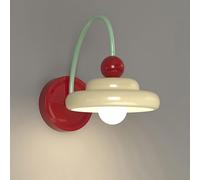 Applique da Parete Moderna Color Crema, Lampada da Parete Creativa per la casa, Lampada da Comodino Rossa, Lampada da Parete cablata, Elegante Applique da Parete per Interni in Ferro per Camera d
