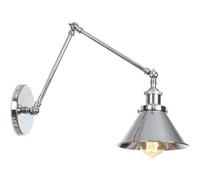 Applique da parete moderna con braccio girevole, lampada da parete industriale vintage con finitura cromata, lampada da parete in metallo regolabile su e giù per bagno, camera da letto, ingresso, sogg