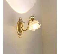 Applique da Parete Moderna Di Lusso per Comodino, Applique da Parete in Vetro Vintage per Soggiorno con Catene Di Perle,Da da Parete con Montaggio a Parete in Oro Floreale per Camera da Letto, Corrido