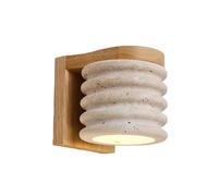 Applique da Parete Moderna Di Metà Secolo, per Interni, Camera da Letto, Soggiorno, E27, Applique da Parete Rustiche in Pietra Naturale Vintage,De per Sala da Pranzo, Illuminaziin Travertino con Legno