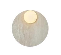 Applique da parete moderna e minimalista con paralume a globo compatibile con G9, lampada da parete circolare in pietra, lampada da parete(Off-white)