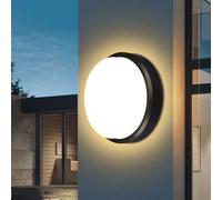 Applique da Parete Moderna e Minimalista, Plafoniera Nera, Applique Rotonda Ip65 Impermeabile, Luci da Parete per Esterni a Luce Bianca, Adatta per Pareti o Soffitti in Ambienti Umidi./17,5 cm