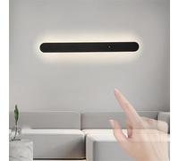 Applique da Parete Moderna in Acrilico con Interruttore Touch in Alluminio Rotonda Lampada da Lettura Nera Lunga Illuminazione Sottopensile Bancone Cucina Armadio (120 cm Luce)