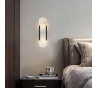 Applique da Parete Moderna In Marmo Bianco Alabastro Pietra Naturale Lampada da Bagno Lineare Lampada da Parete per Interni Cablata Oro Nero Camera da Letto per Soggiorno Corridoio