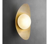 Applique da parete moderna in metallo dorato, applique da parete a forma di mezzaluna con paralume in vetro, lampada da parete cablata for interni, for bagno, camera da letto, soggiorno, corridoio