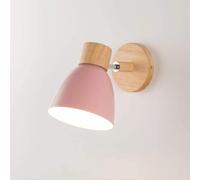 Applique da Parete Moderna in Metallo E27 Edison con Base in Legno, Decorazione per Camera da Letto Macaron