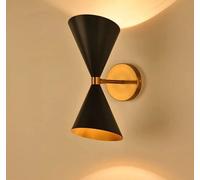 Applique Da Parete Moderna In Ottone Nero Opaco A 2 Luci