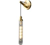 Applique da Parete Moderna in Rame Spazzolato, Lampada a Sospensione in Vetro Trasparente montata su Filo per Camera da Letto, Bagno, Cucina, Soggiorno, toeletta, corridoio, Base E12/E14