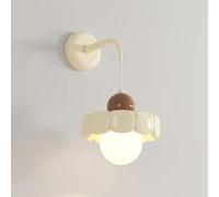 Applique da parete moderna in resina color crema per cameretta dei bambini con paralume in PMMA a globo, lampada da parete francese con filo metallico per interni, elegante applique da parete in metal