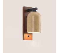 Applique da parete moderna in stile giapponese in travertino giallo naturale con design a tronco di noce nero, ideale per camera da letto, soggiorno, corridoio, lampada da parete color crema retrò ed