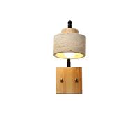 Applique da Parete Moderna in Stile Rustico con Paralume in travertino Giallo, Base in Legno massello con Interruttore a Catena, Lampada da Parete per Camera da Letto (Colore Tronco, Normale