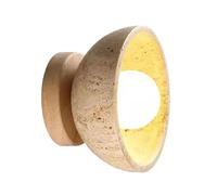 Applique da Parete Moderna in travertino Giallo con Base in Legno Attacco G9 Lampada da Interno Vintage a Cablaggio Fisso per Isola Cucina Sala da Pranzo Camera da Letto Ufficio