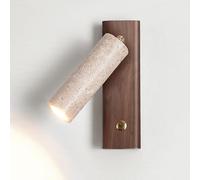 Applique da Parete Moderna in travertino Giallo - Lampada da Lettura a LED Regolabile da Comodino, Lampada in Legno massello in Stile Giapponese con Interruttore on/off, apparecchio di illuminazi