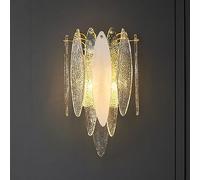 Applique da Parete Moderna in Vetro Trasparente a 2 luci, Lampada Decorativa da Parete per la casa, Paralume in Vetro con Motivo ad Acqua, Lampada da Parete di Lusso G9 per Camera da Letto, Corri