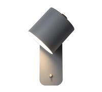 Applique da Parete Moderna nordica Regolabile, Lampada in Metallo con Attacco E27 e Interruttore on/off, Elegante Lampada Grigia per Camera da Letto, Soggiorno, Ufficio, Studio.