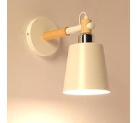 Applique da Parete Moderna per Interni, Applique da Parete in Legno Nordico, Lampada da Comodino Creativa, Lampada da Parete in Metallo per Interni, cablata, Applique da Parete Edison E27, Nero o