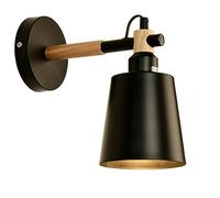 Applique da Parete Moderna per Interni, Applique da Parete in Legno Nordico, Lampada da Comodino Creativa, Lampada da Parete in Metallo per Interni, cablata, Applique da Parete Edison E27, Nero o