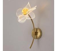 Applique da Parete Moderna per Interni in Acrilico a LED con Fiore Creativo 6 W con Base in Oro per Camera da Letto Comodino Soggiorno Ufficio,B