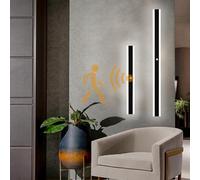 Applique da Parete Moderna per Interni, Lunga Lampada da Parete a LED alla Moda con sensore di Movimento, Applique da Parete Minimalista in Acrilico Nero per Camera da Letto, Soggiorno, corridoio