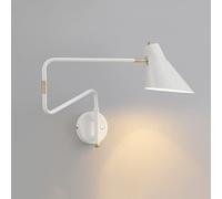Applique da Parete Moderna Regolabile E27 con Interruttore, Lampada da Parete da Comodino Girevole a 360°, Luci da Lettura a Parete a Braccio Lungo in Metallo per Camera da Letto Salotto Uffici,Bianca
