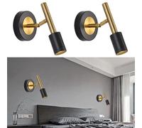 Applique da Parete Moderna, Set di 2, Luce di Lettura a LED Regolabile da Parete, faretti Neri e Dorati per Illuminazione d'accento Interna, luci da Parete industriali in Alluminio con Cablaggio