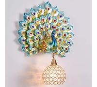 Applique da Parete Moderne per Corridoio Interni Pavone con Gabbia in Vetro E Cristallo Lampada da Comodino Industriale Color Oro Antico per Camera da Letto Soggiorno Sala da Pranzo Corridoio Bagno