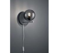 Applique da parete moderno antracite con vetro a sfera fumè a 1 luce tr740