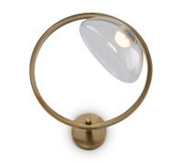 Applique Da Parete Moderno Lunare Metallo Ottone Vetro Led 5W