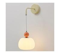 Applique da Parete nordica a LED - Lampada da Parete con Paralume in Vetro di Zucca, Lampada da Parete con Filo di Sospensione Regolabile per Camera da Letto, Comodino, Soggiorno