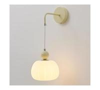 Applique da Parete nordica a LED - Lampada da Parete con Paralume in Vetro di Zucca, Lampada da Parete con Filo di Sospensione Regolabile per Camera da Letto, Comodino, Soggiorno