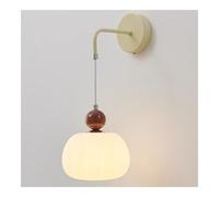 Applique da Parete nordica a LED - Lampada da Parete con Paralume in Vetro di Zucca, Lampada da Parete con Filo di Sospensione Regolabile per Camera da Letto, Comodino, Soggiorno
