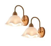 Applique da Parete Nordica Elegante Lampada da Parete A Cupola Luce da Parete per Cameretta Dei Bambini Soggiorno E Camera da Letto Design In Acrilico Bianco E Legno confezione da 1/2 confezioni