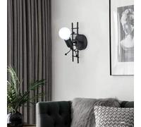 Applique da parete omino con scala bianco nero attacco E27 lampada particolare moderno per camera cameretta bambini