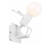 Applique da parete omino uomo Alzato salta Bianco attacco E27 lampada particolare moderno per camera cameretta bambini