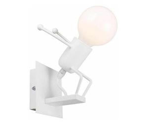 Applique da parete omino uomo Alzato salta Bianco attacco E27 lampada particolare moderno per camera cameretta bambini