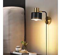 applique da parete orientabile comodino Montaggio a parete Lampada da lettura moderna Plug in Wall Sconce, apparecchi di illuminazione per testiera girevole Lampade da parete E27 per camera da letto C