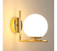 APPLIQUE DA PARETE ORO MODERNA E27 LAMPADA PARALUME IN VETRO DESIGN INTERNO