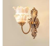 Applique da Parete per Bagno, Lampada da Parete retrò per Interni con Paralume in Vetro a Forma di Fiore, luci da Parete in Ottone Spazzolato per Soggiorno, corridoio, Camera da Letto, Scale