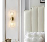 Applique da Parete per Camera da Letto, Applique da Parete a 2 luci, Lampada da toeletta per Bagno, Montaggio in Oro, Lampada per Soggiorno, Camera da Letto, corridoio, Cucina con Vetro tras