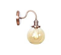 Applique da Parete per Camera da Letto, Comodino, con Paralume in Vetro a Forma di Sfera Circolare, Stile retrò Industriale, E27, in Metallo, per Interni, Scale, Soggiorno, Decorazione, Rose e AP