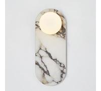 Applique da Parete per Camera da Letto, Comodino, Soggiorno, corridoio - Lampada Ovale Moderna e Minimalista in Vetro Effetto Marmo Naturale, 350 cm di Altezza x 120 cm di Larghe