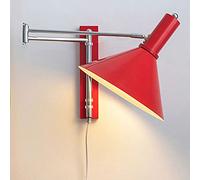 Applique da Parete per Camera da Letto, Lampada da Parete Industriale con Interruttore, Braccio Girevole, Cavo di Alimentazione, Lampada da Parete Rossa Girevole (1 Confezione) per
