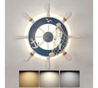 Applique da Parete per cameretta dei Bambini, Applique da Parete a LED dimmerabili con timone a Ruota di Nave e Ancora, plafoniera da soffitto a Filo Mediterraneo, Lampada da Parete per Bambini,
