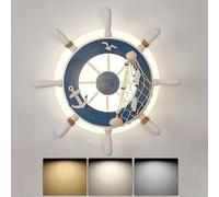 Applique da parete per cameretta dei bambini, illuminazione da parete a LED dimmerabile da 18 W, applique da parete con timone, ancora nautica, lampada da soffitto a filo, lampada da parete per