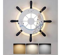 Applique da parete per cameretta dei bambini, illuminazione da parete a LED dimmerabile da 18 W, applique da parete con timone, ancora nautica, lampada da soffitto a filo, lampada da parete per