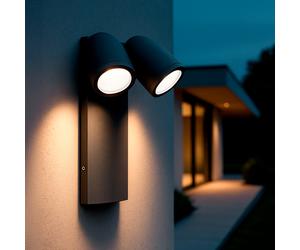 Applique da Parete per Esterni LED 12W Alluminio Abel Due Faretti